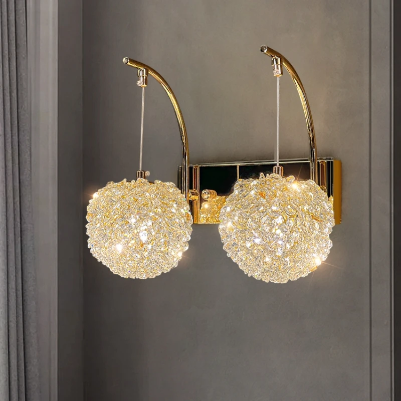 Beautiful Crystal Wall Lamp Gold Metal G9 Bulb Dining Room Bedroom Foyer Stairs Aisle Lighting Wire Adjustable Dropshipping 3