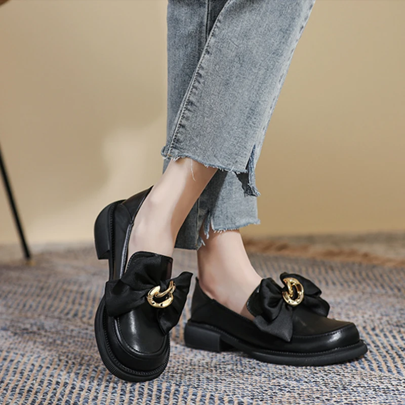 Lolita Shoes Women Casual Slip One Loafers Shoes Round Toe Clollege Students JK Girls Single Shoes Zapatos De Mujer Plus Size 43