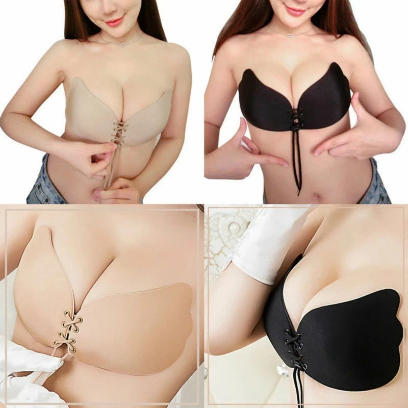 Women Strapless Adhesive Silicone Bra Breast Lift Tape Super Push Up  Seamless Sticky Backless Plunge Bras With Buckle For Bras - AliExpress