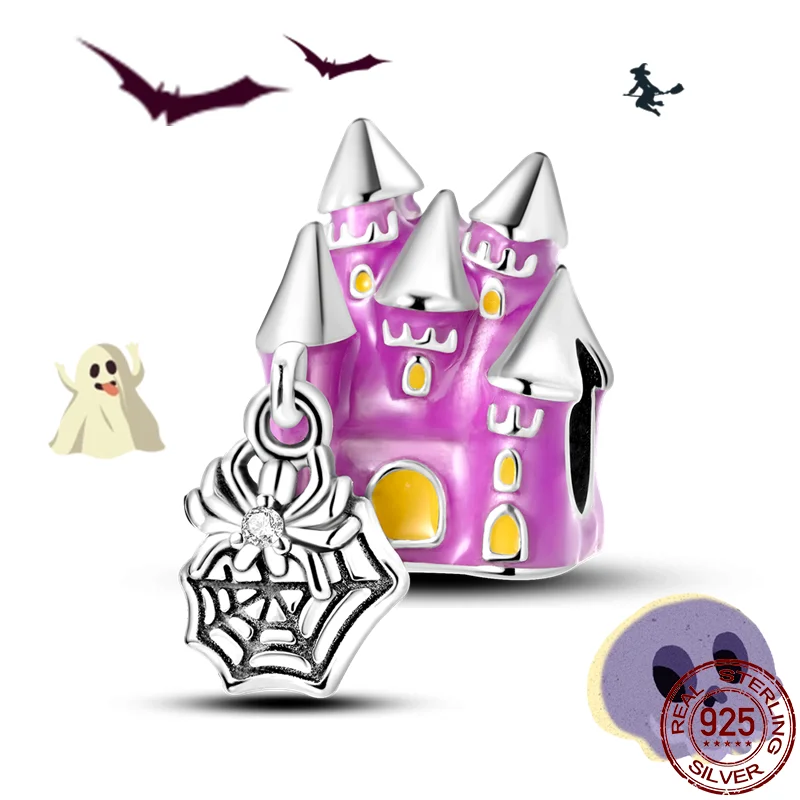 

Gorgeous 925 Sterling Silver Charms Halloween Glow Castle Beads Fit Original Pandora Bracelet Fashion DIY Womans Jewelry Gifts