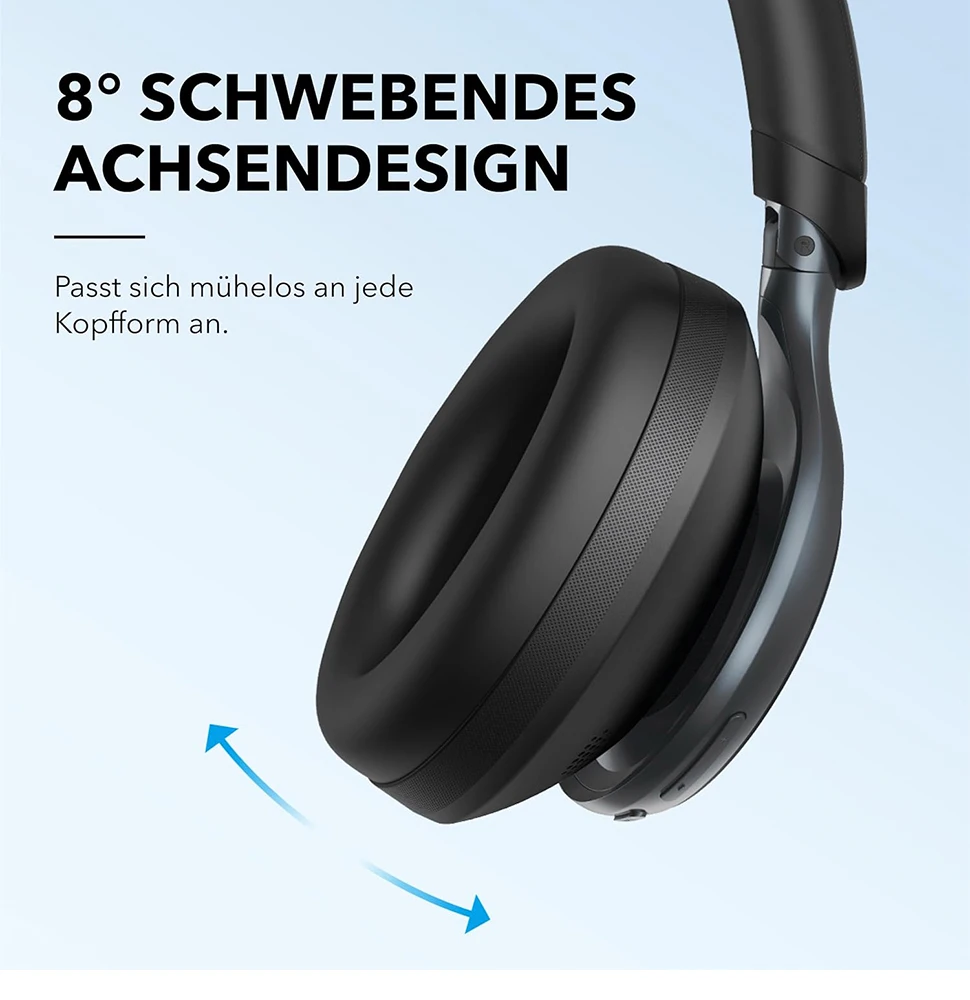 (EU stock) Soundcore Space One Wireless Kopfhörer, Adaptive ANC, 2× Sprachunterdrückung, 40h Akku mit ANC, Hi-Res Audio, Faltbar – Detail 6
