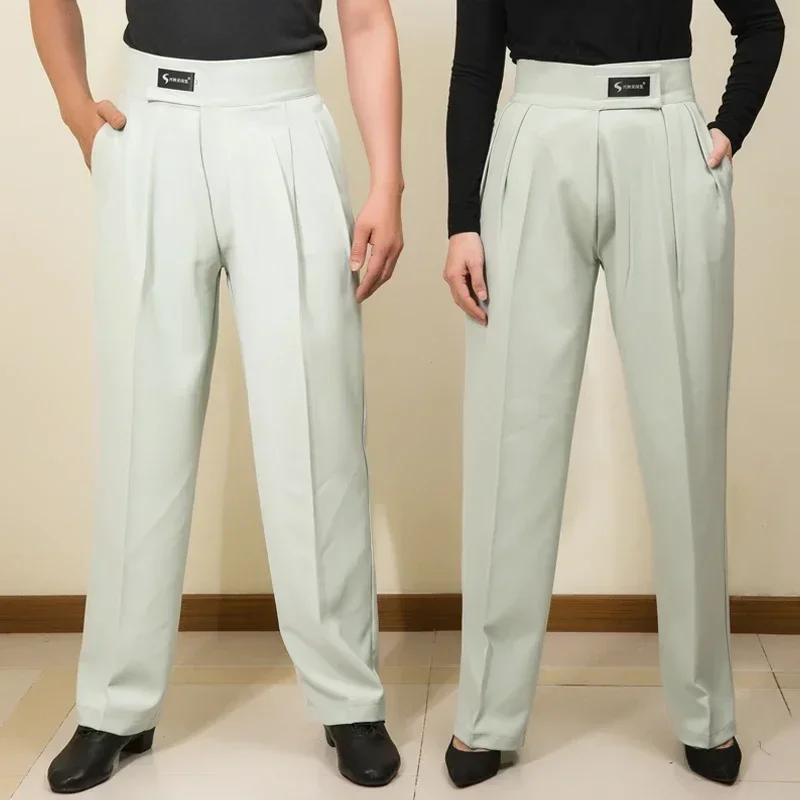 Dance Pants Men Women Latin Dance Pants Adult Ballroom Dance Competition High Waist Black Cha Cha Salsa Waltz Dancewear