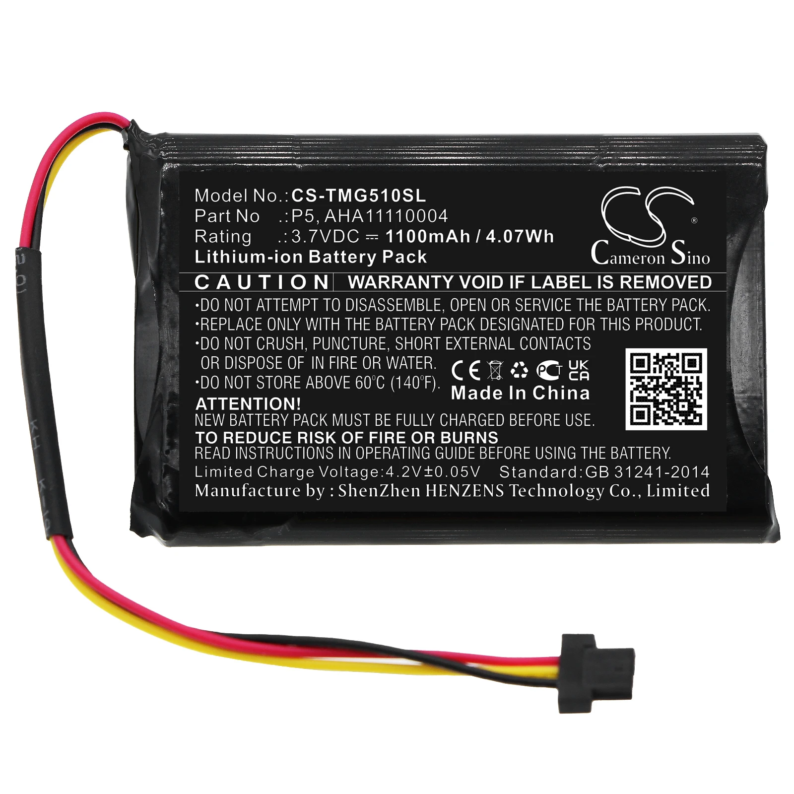 

CS Li-ion Rechargeable Battery for TomTom GPS Navigator,3.7V,1100mAh,Go 520 WIFI, 4FA50, Go 510, VIA 62