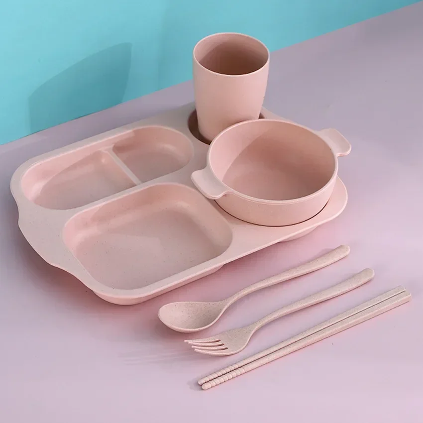 6Pcs Plastic Student Dinner Plate Thickened Canteen Compartment Tray Anti-fall Multigrid Rice Pan Home Rectangle Kitchen Tools