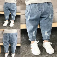 0-6 Year old Boys Jeans Infant Set Children  Girls Denim Ripped Jeans Korean Fashion Kids Trousers Toddler Casual Loose Pants 1