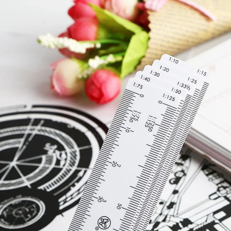 Plastic Fan Scale Ruler Multi-Functional Drafting Engineer Ruler Measuring Metric Rulers Office Supplies for Woman Men