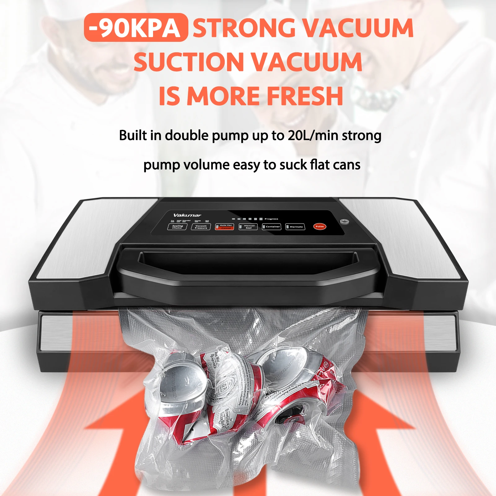Vakumar VH5180  Kitchen Automatic Commercial Household Food Vacuum Sealer Packaging Machine Include 2 rolls Vacuum packed bags 3