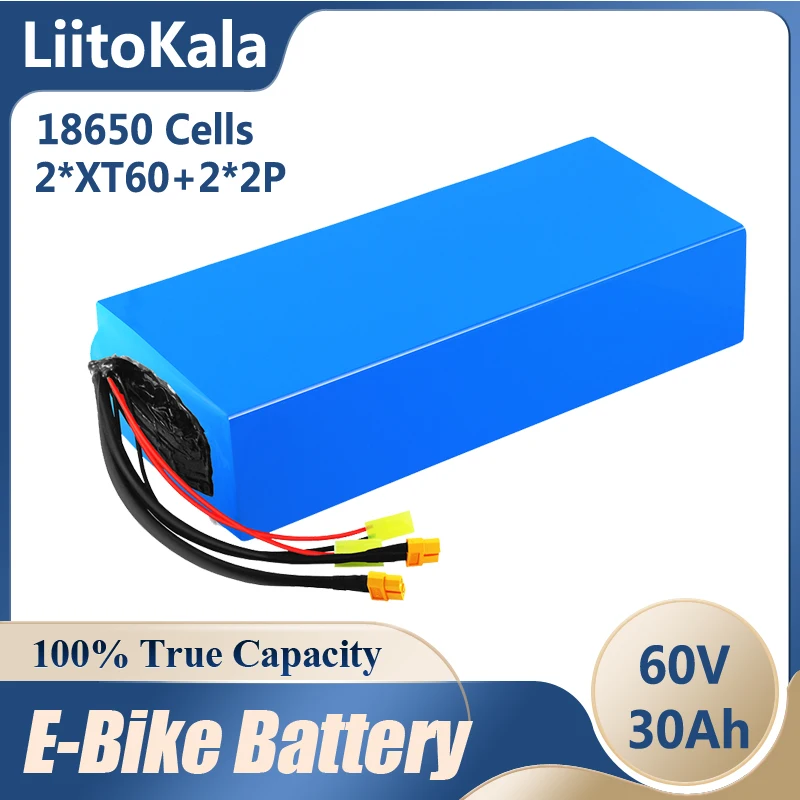 

Аккумулятор для электрического скутера LiitoKala, 60 В, 30 А · ч, 60 в, 18650, 16S1, 0P, 60В, 1800 Вт