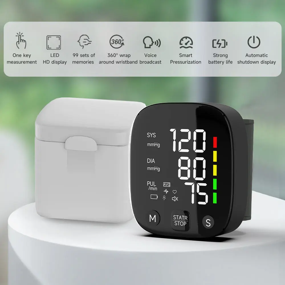 LED Wrist Blood Pressure Monitor Rechargeable English/Russian Voice Broadcast Sphygmomanometer Tonometer BP Monitor blood pressure monitor,blood pressure meter