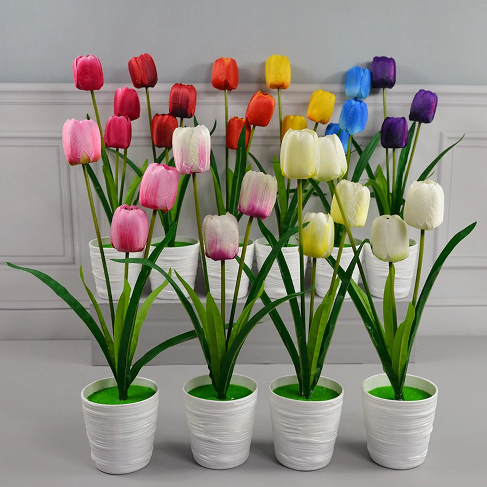 Flores artificiales de seda para decoración del hogar, maceta de imitación  de tulipanes de 6 cabezas, nuevo diseño, envío directo, 2022| | - AliExpress