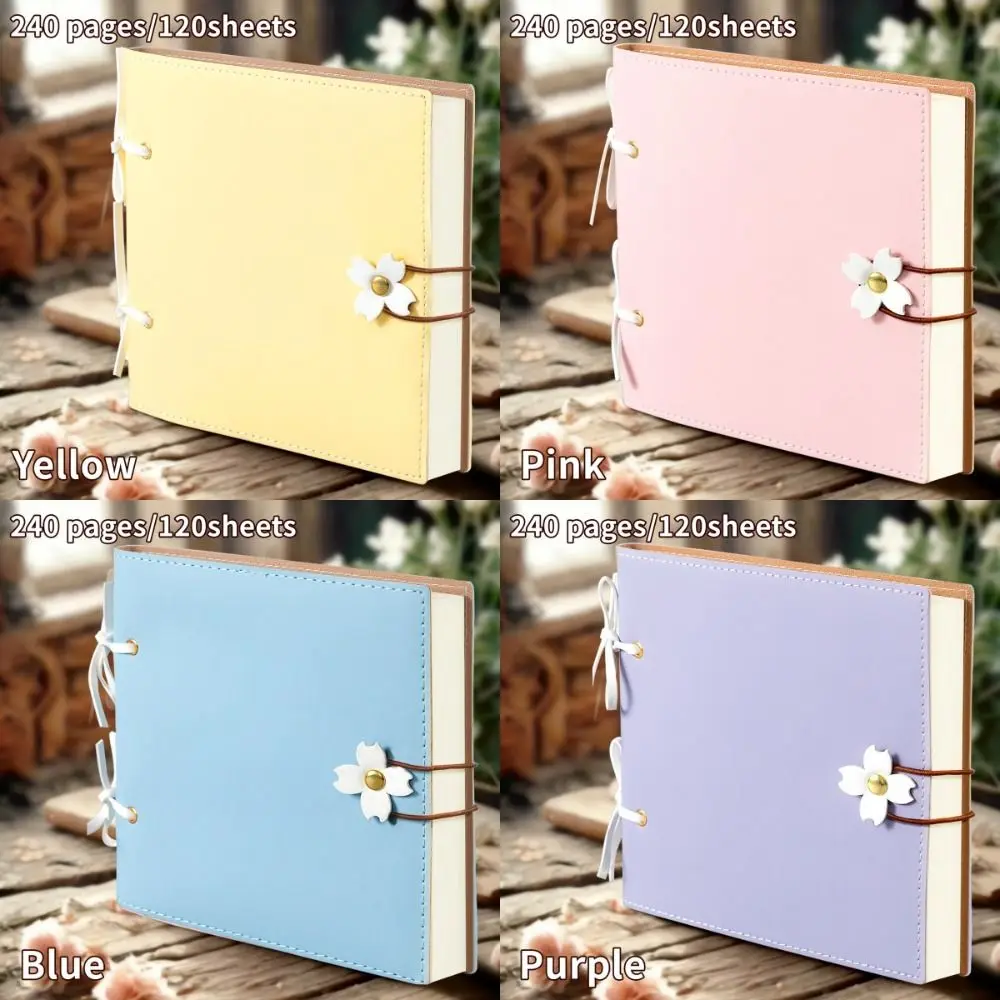 Album per Scrapbooking 6x6 pollici da 240 Pagine con un Tocco Cerimonioso, Album Nuziale Vuoto Ispessito con Fiori, Regalo Creativo Artigianale in PU Carino - immagine 6