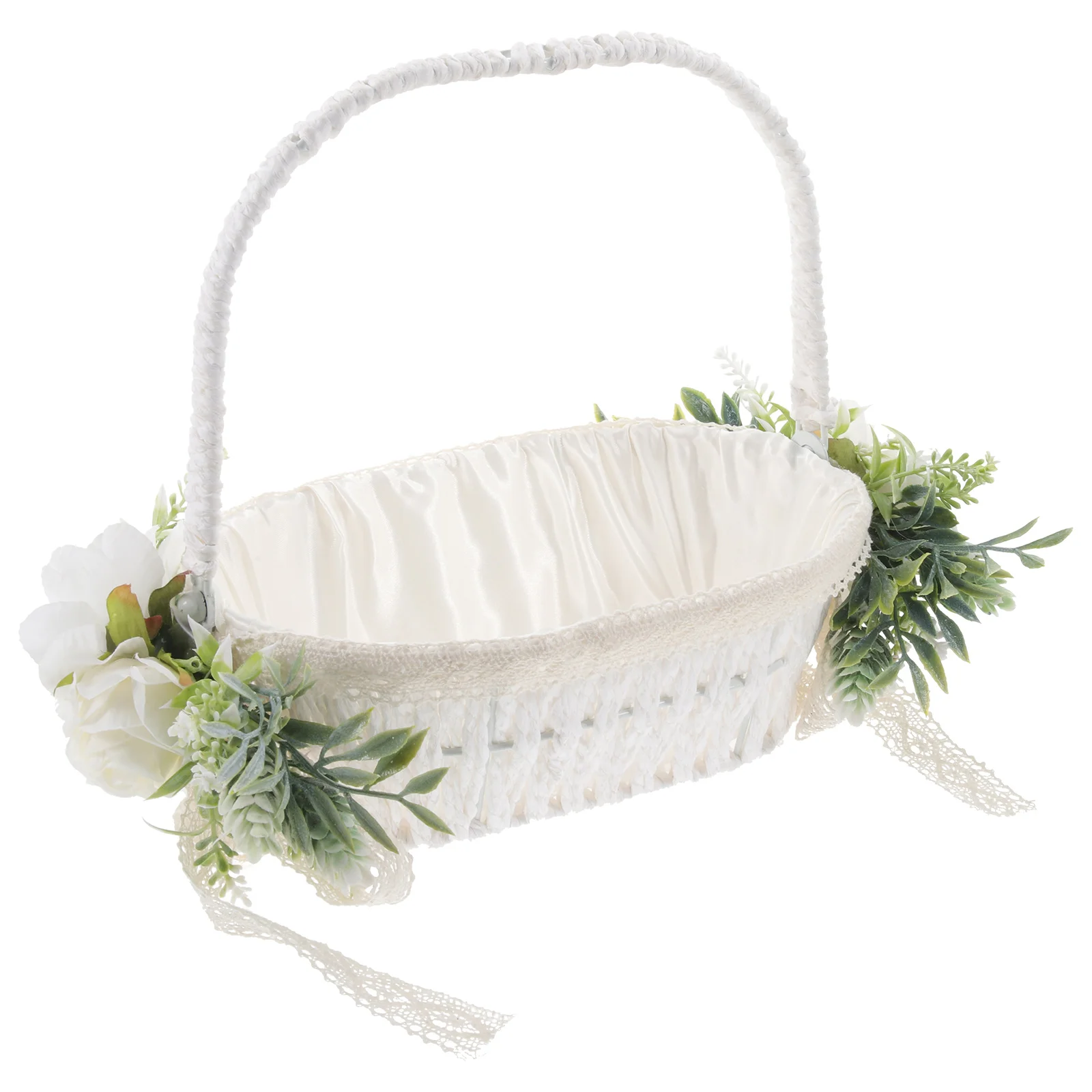 

Home Decoration Portable Twine Wedding Party Handwoven Artificial Rose Flower Basket Gift Baskets