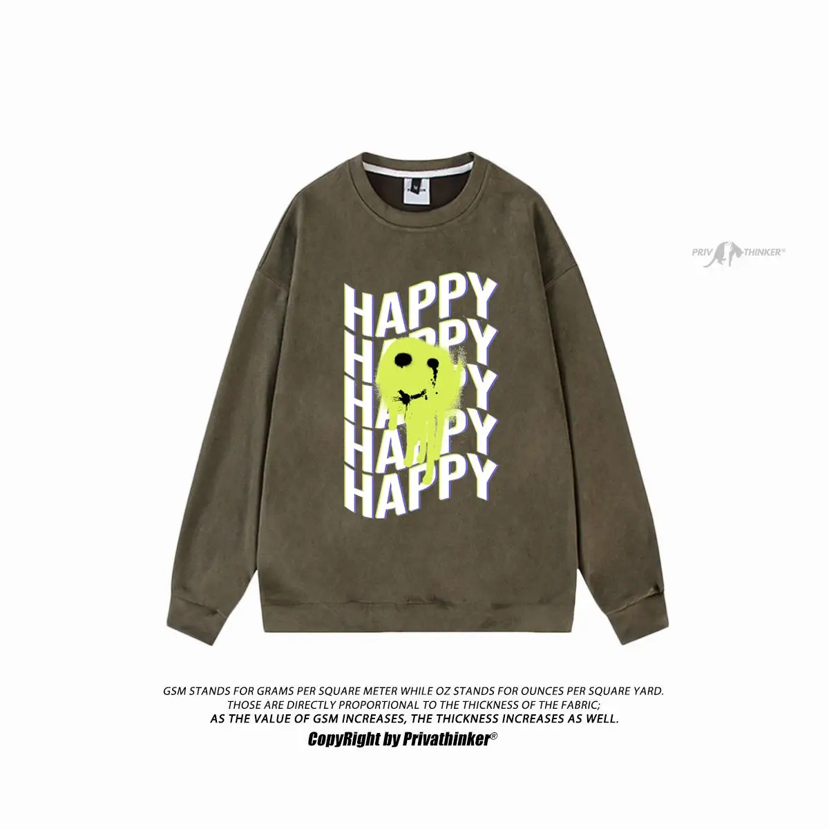 

Streetwear Men Oversized Sweatshirts Ameican Retro Suede Men Casual Long Sleeve Pullovers Unisex HAPPY Graphic Hoodies Tops