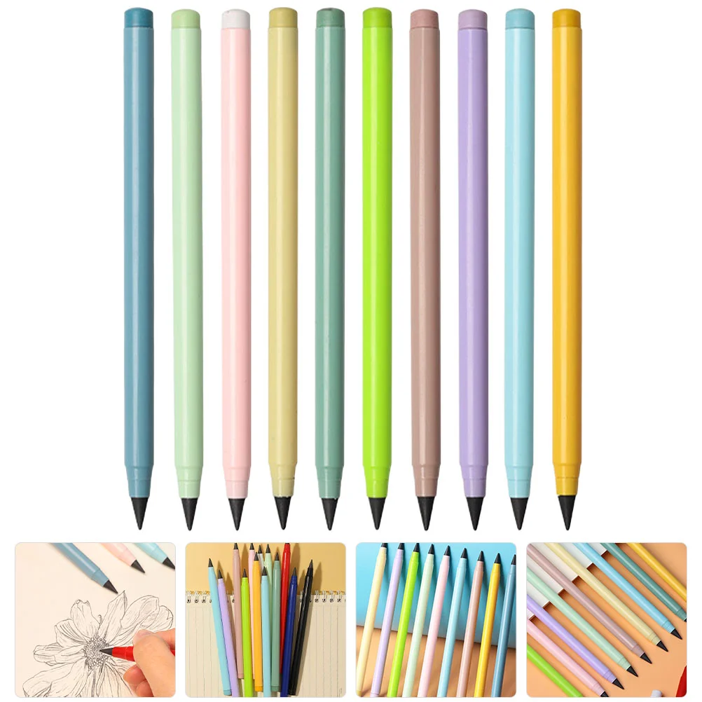 

10 Pcs Eternal Pencil No Sharpening Pencils Colored Inkless Erasable Students Fun for Kids Reusable Plastic Children