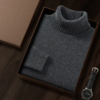 MVLYFLRT Autunno Inverno dei Nuovi Uomini Ispessito Collo Alto 100% Cashmere Lavorato A Maglia Pullover Maglione di Colore Solido 932 1