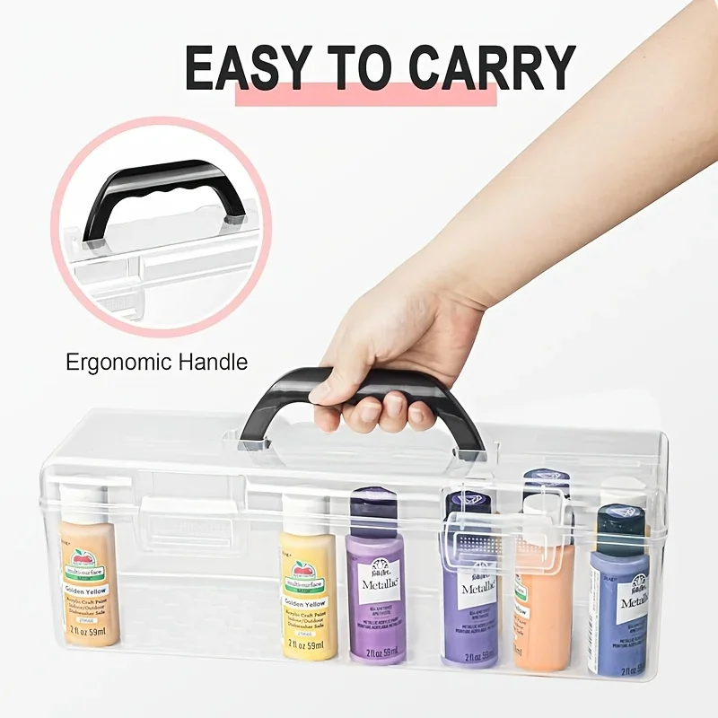 Multi Functional Storage Box, Transparent Plastic Acrylic Paint Storage Box, Hardware Toolbox Calligraphy Supplies Storage Box