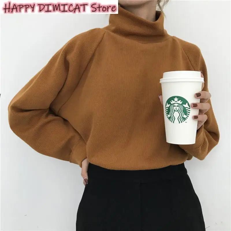 

Pullovers Jumpers Tops Women Turtleneck Knitted Sweaters Ladies Casual Loose Full Sleeve Spring Autumn