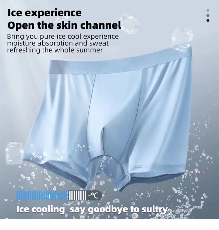Description Picture 3 of item4 Pieces Men Boxer Shorts Underpants Underwear 4 Color Mixing XL XXL 3XL Ice Silk Smooth Cool Ventilate Fashion Fitness Sports