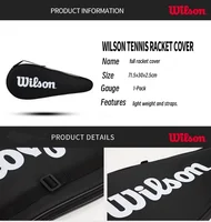 Wilson Tennis Racket Bag Cover Daily Lightweight Single Shoulder Sports Bag Portable Court Professional Racket Bag Durable 2