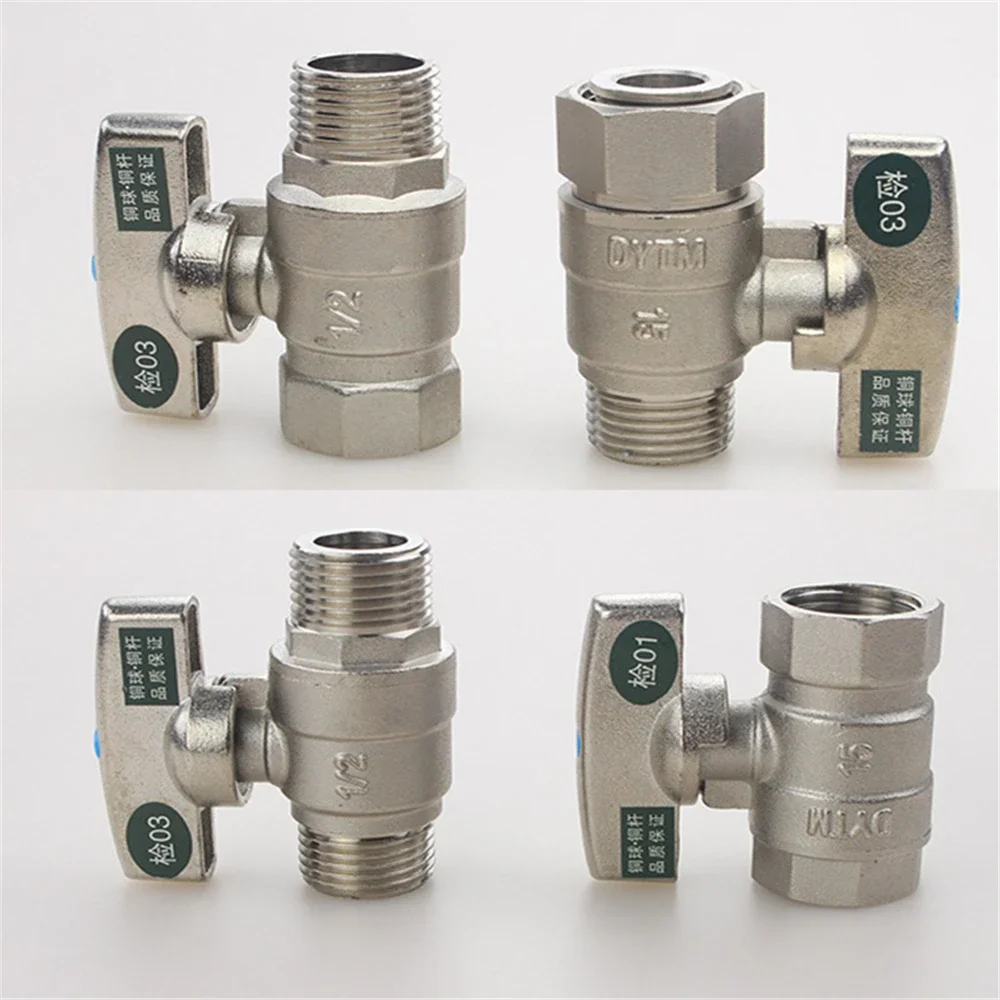 Full Copper Thickened Inner And Outer Wire Live Joint Short Handle Inner And Outer Thread Fully Open Copper Ball Core Ball Valve