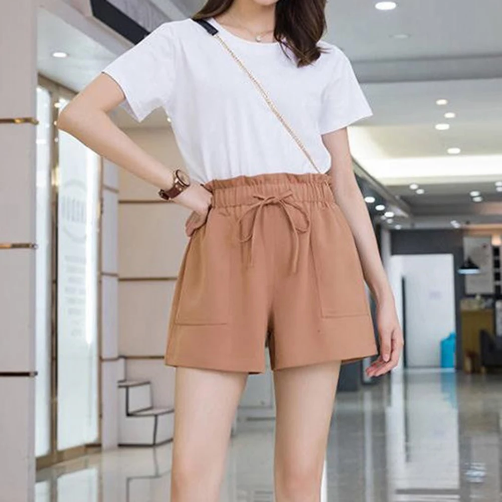 Workwear Women Pants Casual High-waisted Korean-style S-5XL Shorts Slim Solid Color Spring Summer Trendy Wide-leg