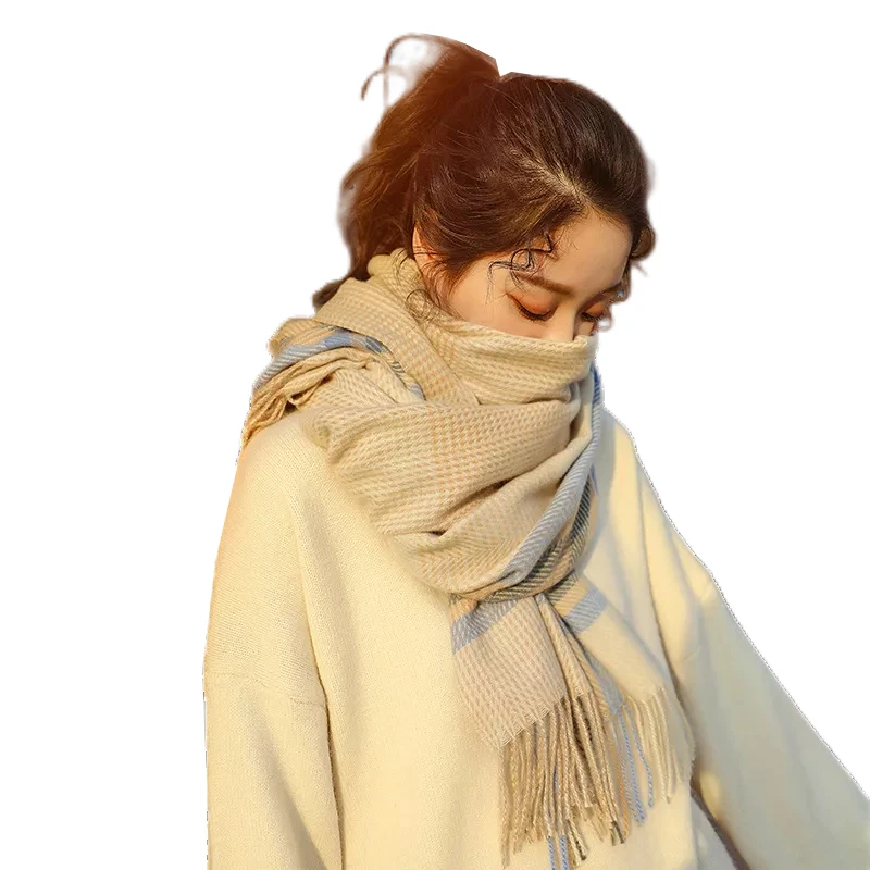 CHENKIO cálidas a cuadros para mujer, manta larga a rayas, de rejilla, chal envolvente, bufanda blanca de lujo para bufandas, invierno mujer, bimba y lola, bufanda bufanda, rosa bufanda