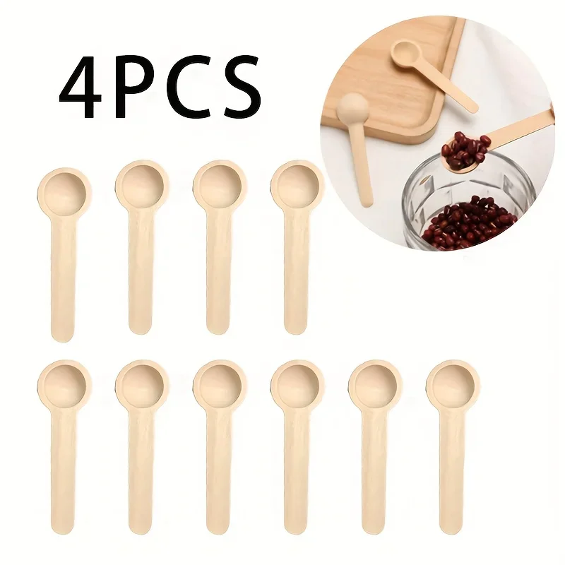 4pcs Wooden Mini Spoon, Long-Handle Wooden Seasoning Spoon, Tea Spoon, Mini Ice Cream Spoon, Charming Kitchen Utensil