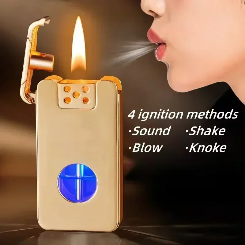 2025 Intelligent Voice Controlled Kerosene Lighter Metal Transparent Oil Arc Ignition Personalized Gift Cigarette Accessories 3