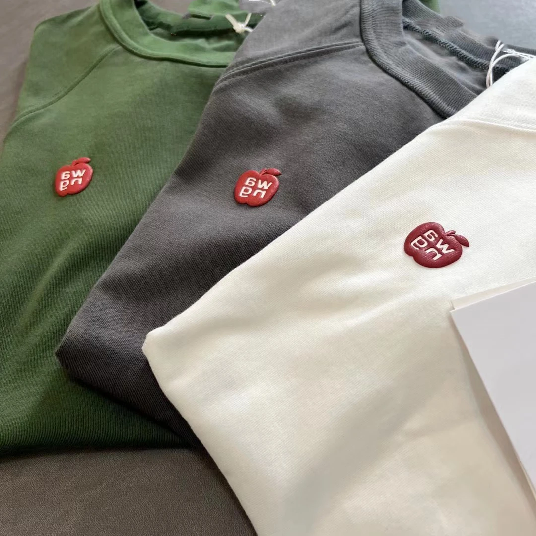 

Fashion Classic Trendy Luxury Designer cloth Little Apple Foam Printing Cotton Comfortable O-Neck Short Sleeve Slim Fit T-shirt