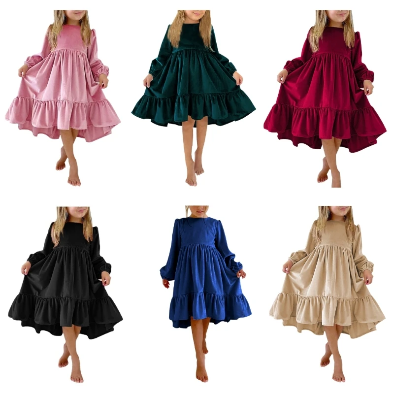 

Ruffles-Party Dress for Evening Gown Christmas Wedding Holiday Clothing Kids