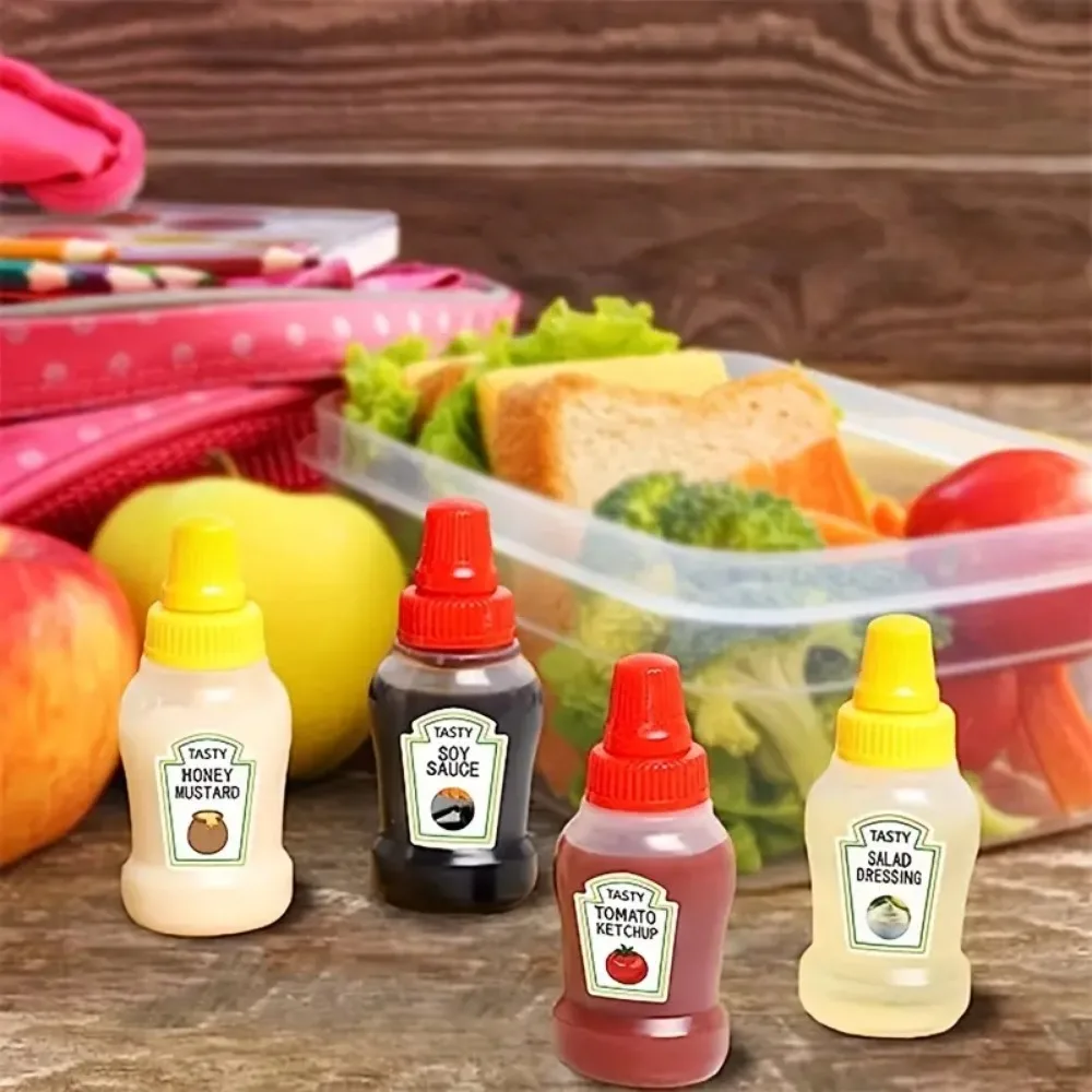 Condiment Squeeze Bottles 12pcs Mini Portable Set Easy To Fill and Use For Lunch Box & Picnic Dressing Dispensers