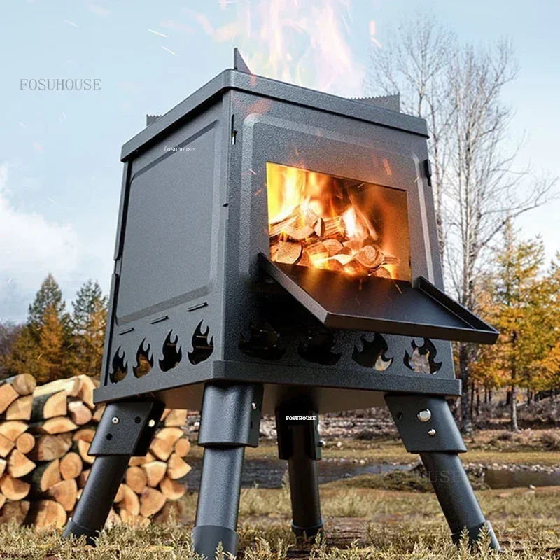 Portable Outdoor Fire Pits Camping Cooking Stove Foldable Brazier Mobile Pot Stove Wood Stoves Villa Courtyard Heating Fire Pit