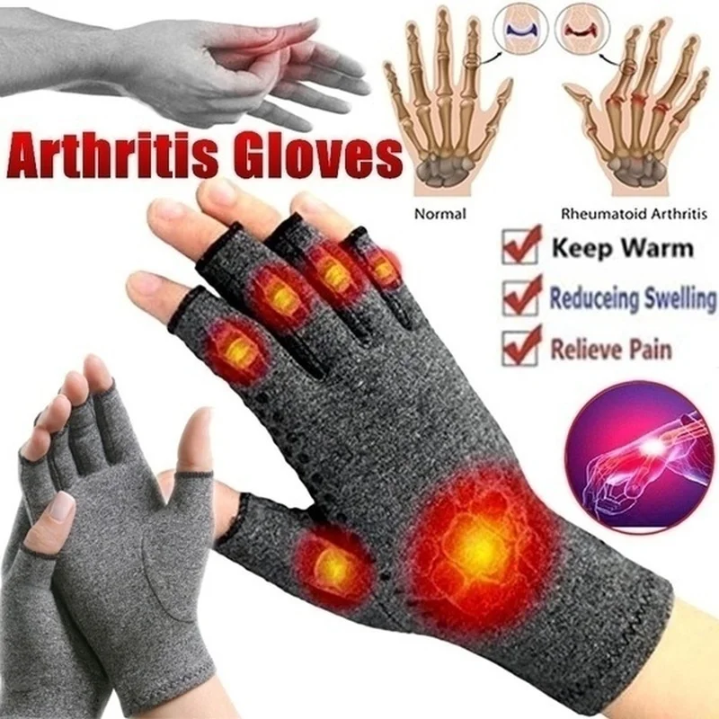 1 Pair Compression Arthritis Gloves Wrist Support Cotton Joint Pain Relief Hand Brace Women Men Therapy Wristband fingerless gloves compression gloves arthritis gloves