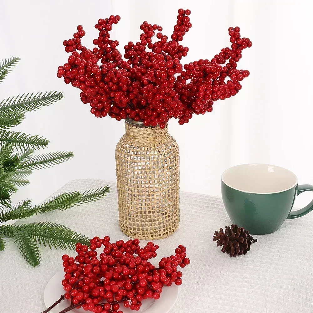 

5-20PCS Artificial Berries Red Berry Branches for Xmas Tree Party Home Table Ornaments Red Fruit Wreath Christmas Decoration