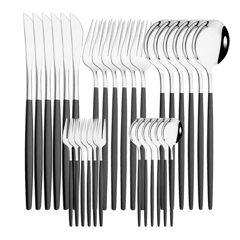 30Pcs Black Silver