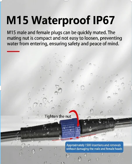 M15 방수 커넥터 IP65 2P3P4P5P LED 전원 공급 장치 자동차 연결선 산업용 연결선