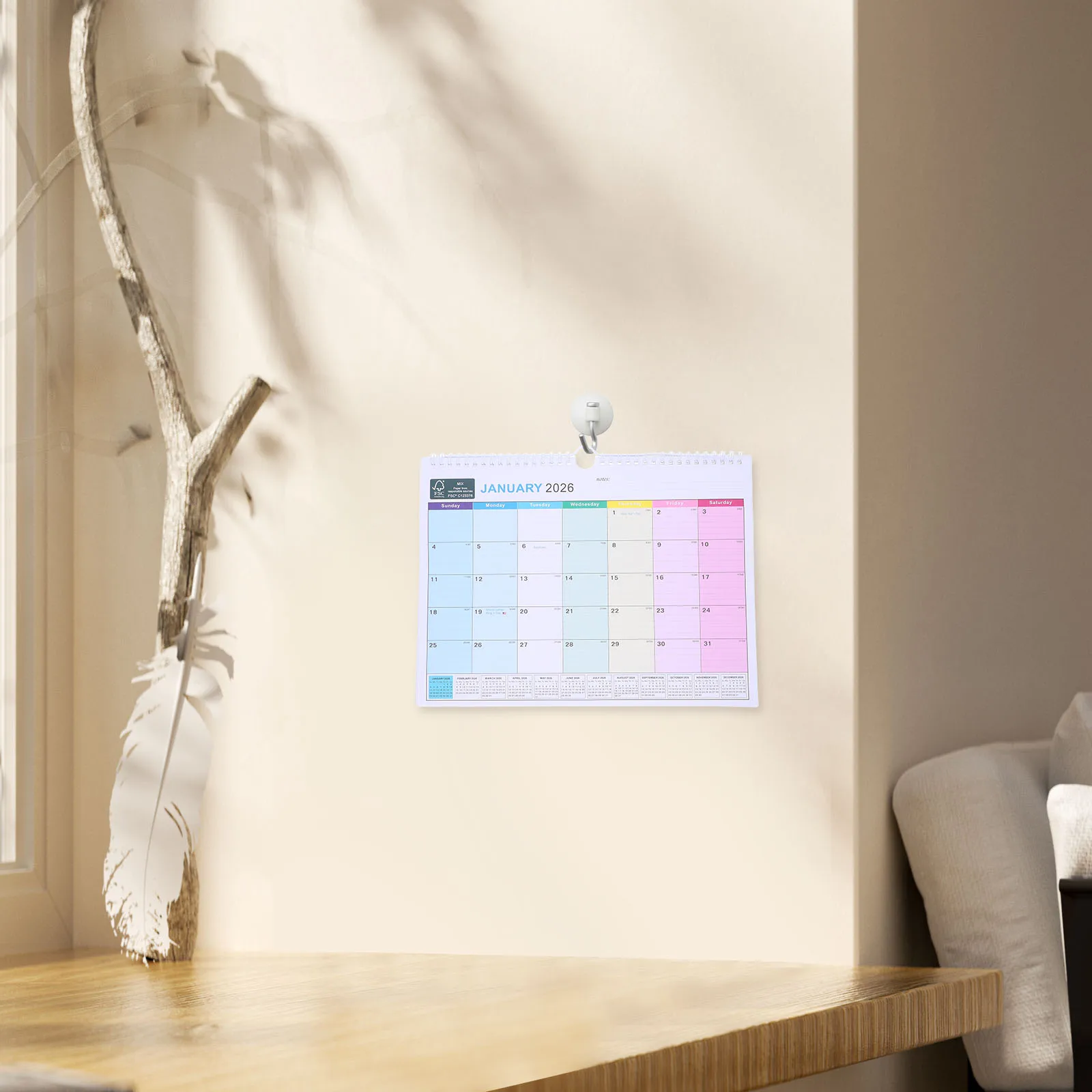 Hanging Calendar Jan 2026 To Jun 2027 18 Months Planner With Blank Daily Schedule Blocks For Family Holidays Office Use