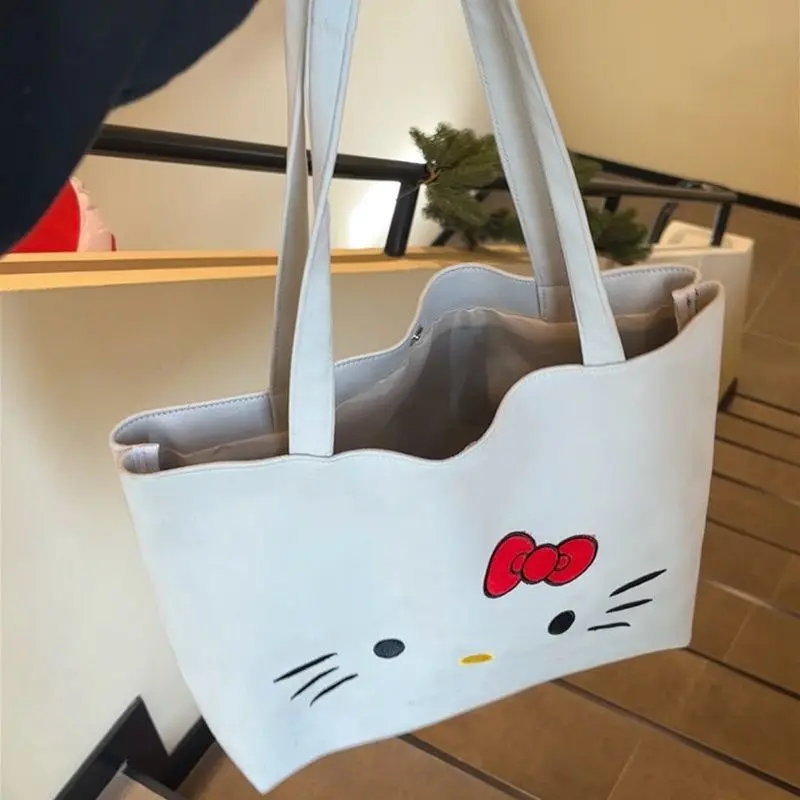 Kitty Anime Crossbody Bag New Cute Embroidery Kawaii Large Capacity Shoulder Bag Girl All-Match Tote Bag Student