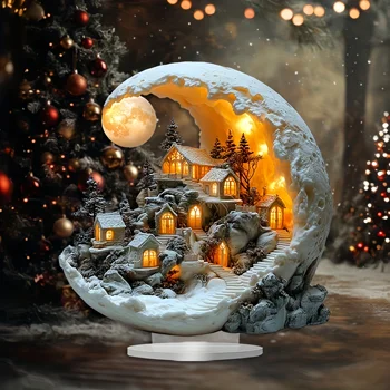 Christmas Moon House Ornament 1