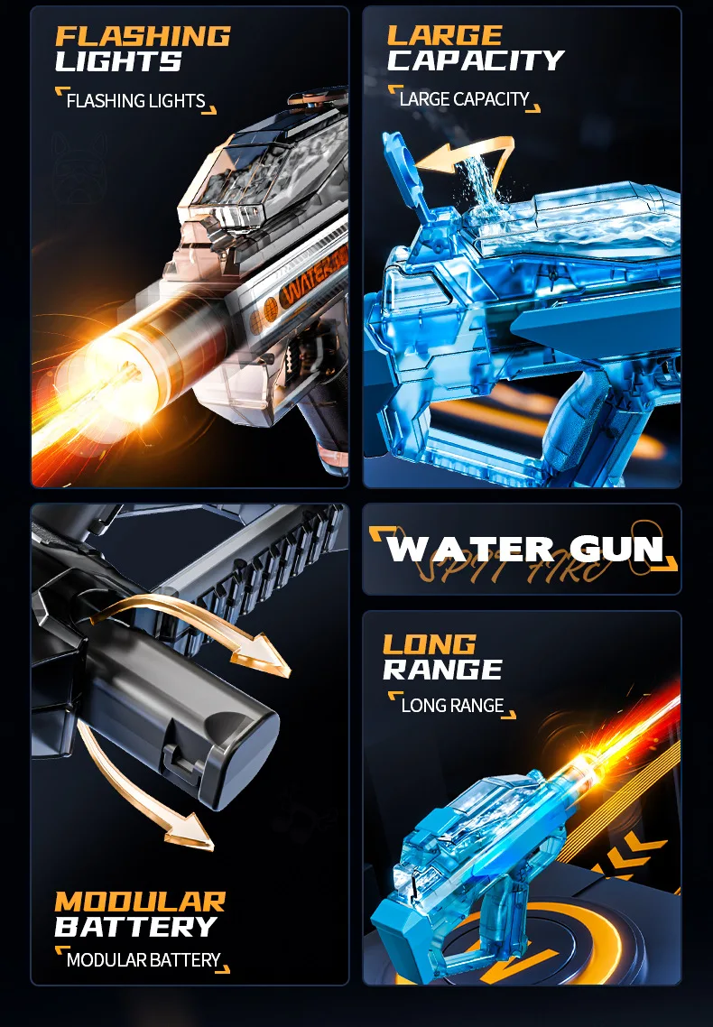 Electric Water Gun Fully Automatic Pistol With Led For Outdoor Play_voghion.com
