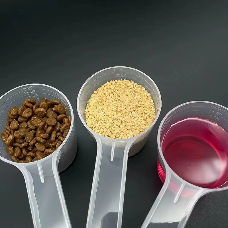 Plastic Pet Measuring Spoon with Scale Transparent Dog Cat Feeding Shovel 50g 100ml Pet Products