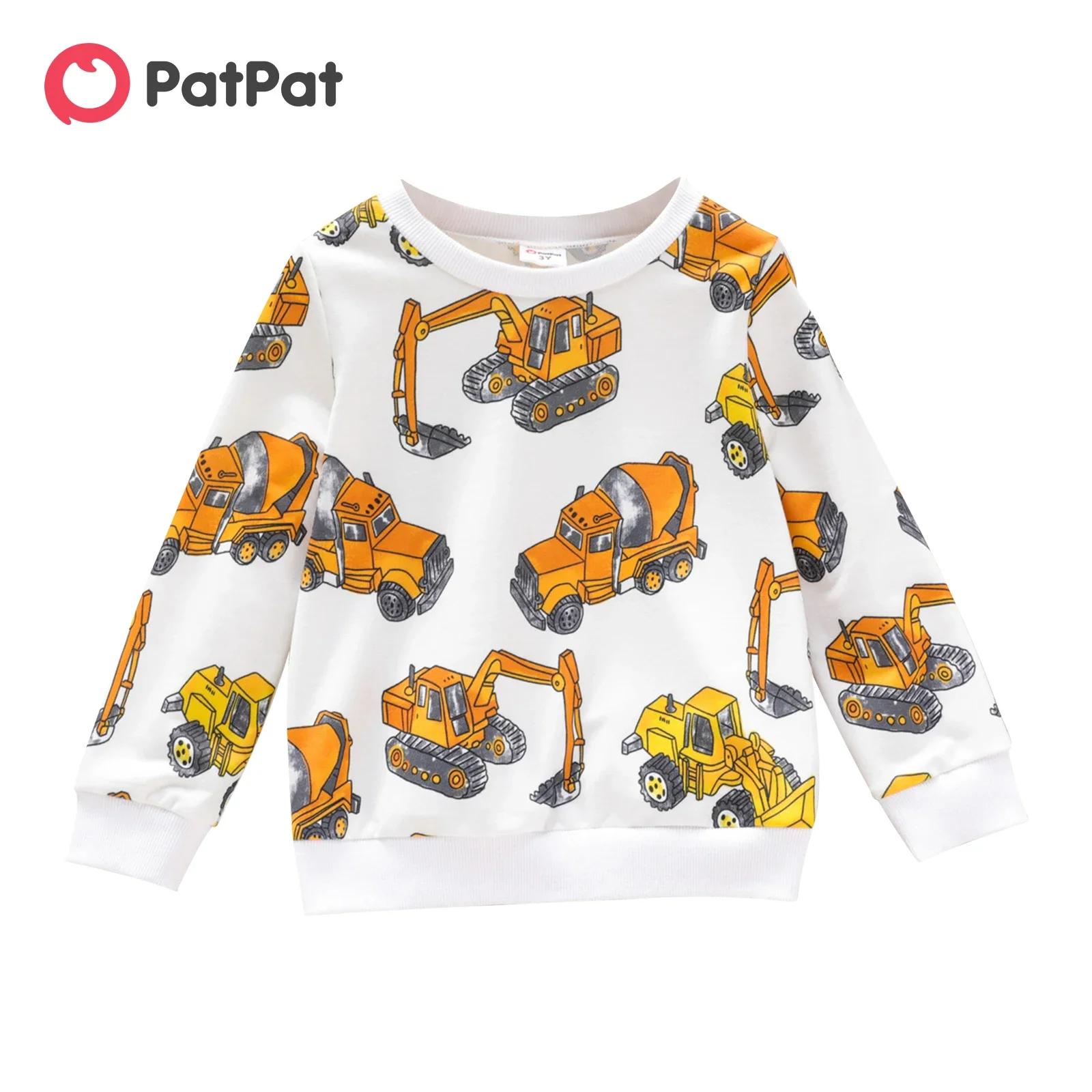 Kids Hoodie Sweatshirts Toddler Boy Vehicle Excavator Print Pullover Basic Style For Outings Daily Wear