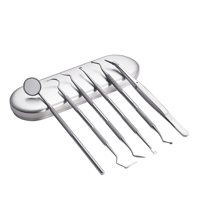 304 Stainless Steel Dental Tools Mouth Mirror Probe Tartar Protector Tartar Tools Dentist Tool Set Decalcification 5