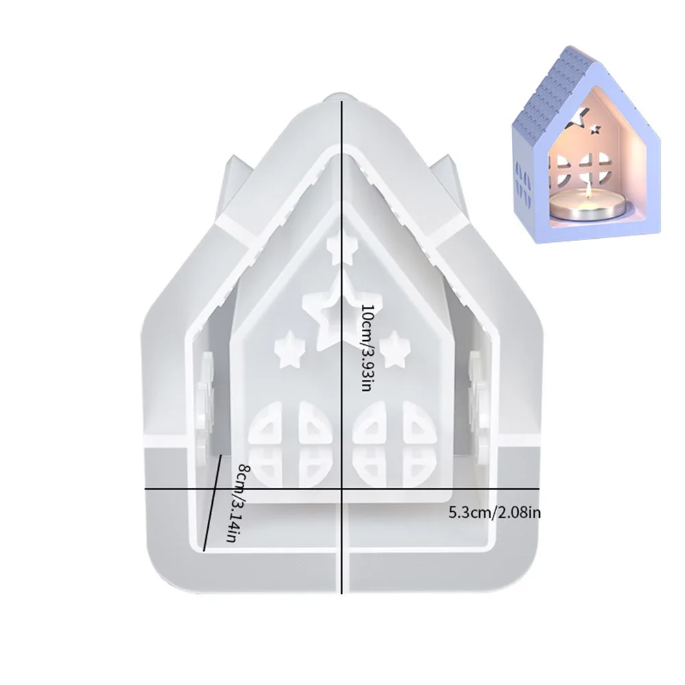 1/2/3/4Pcs House Candle Holder Mold Houses Casting Mould Silicone Mold for Desktop Ornaments Table Candle Decorations