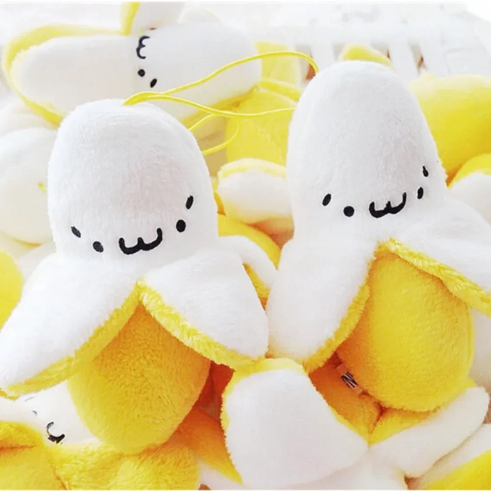 Peeling Banana Plush Keychains - 3 Pack Yellow Banana Man PP Cotton Doll Pendants | Car Keys & Bag Decor