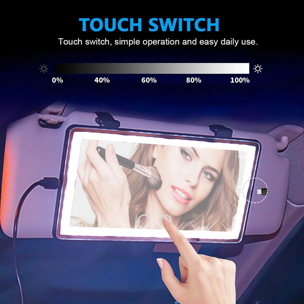 차량용 LED 화장품 거울 선 바이저, 화장대 거울, 램프 포함, HD 메이크업 거울
