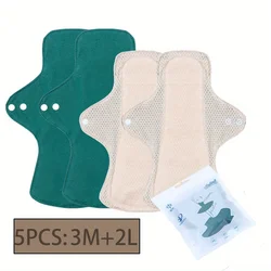 Eco - friendly Washable Cotton Mesh Sanitary Pads - Set of 5 Breathable and Comfortable Panty Liners for Summer (Green YXCM8)