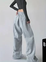 Women's Plus-size Street Style Casual Sweatpants with Personality Print Autumn and Winter Fleece Loose Fit Streetwear Oversized - Image 4