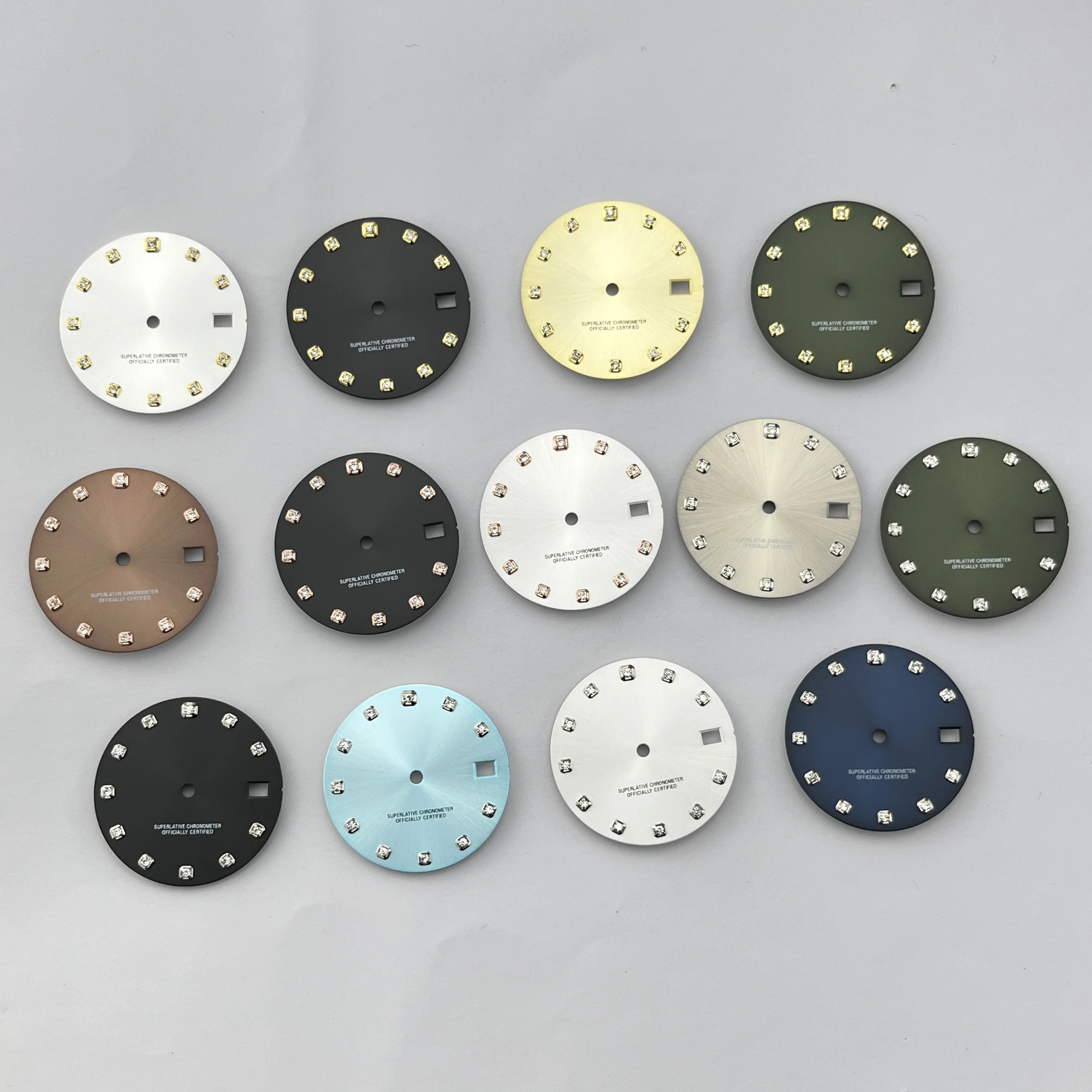 

Diamond encrusted dial 28.5mm watch dial Gold NH35 Dial Log Conversion Dial for NH35 movement S Watch accessories with S logo