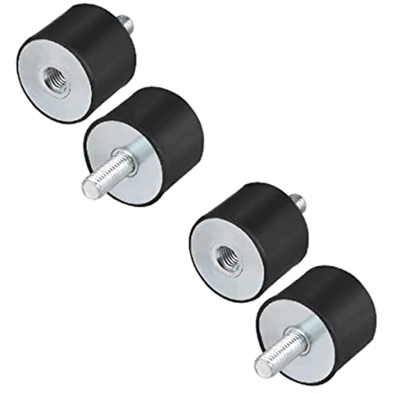 

4 Pcs M8 Thread With Studs 40Mm X 30Mm Cylindrical Shock Absorber Rubber Mounts, Vibration Isolators Steering Damper Easy To Use